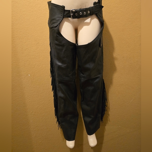 Leather motorcycle Chaps. sz L     MC1 - Picture 1 of 7